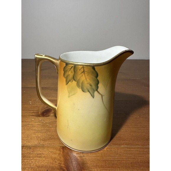 Antique Hand-Painted Nippon Creamer with Walnuts and Autumn Leaves Design - Picture 5 of 7